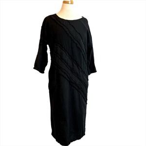 Prairie Underground Black Midi Dress 3/4 Sleeves Size Small